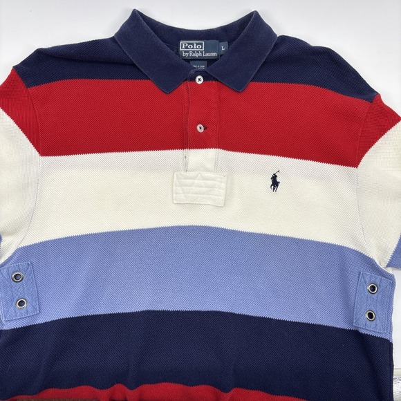 Polo Ralph Lauren Other - Vintage 90s Polo Ralph Lauren Polo Shirt Mens Lg Color Block Red White Blue